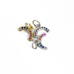 CZ8299 Dainty Tiny Mini Small Gold CZ Diamond Rainbow Charm,Tiny Minimal Zircon Cubic Zirconia Multicolor Rainbow Charm Pendant