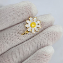 JS1586 Dainty 18k Gold Plated brass colorful enamel sun flower smiley daisy flower charms Pendant