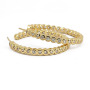 EC1719 2022 Womans Fashion Medium 18K Gold Plated Clear CZ Baguette Micro Pave Circle C Huggies Hoop Earrings