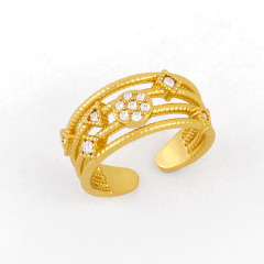 RM1356 Delicate  18k gold plated everyday CZ Paved Baguette Stacking Rings, Gold Minimalist Diamond Rings