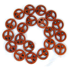 TB0109 Wholesale Black Howlite Peace Sign Beads,Natural Turquoise Stone Beads For Jewelry Making