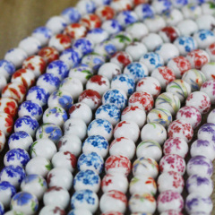 Hand Painted Ceramic Blue White Porcelain Round Beads ,Chinoiserie China Blue White Double Happiness Longevity Flower Beads Hand Painted Ceramic Blue White Porcelain Round Beads ,Chinoiserie China Blue White Double Happiness Longevity Flower Beads