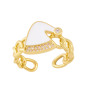 RM1336  Fashion 18k Gold Plated Diamond Cubic Zirconia CZ Micro Pave Rainbow Enamel Santa Hat Rings,Christmas Jewelry