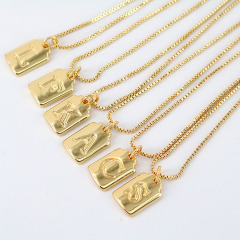 Gold Plated 26 Alphabet Letter Charm Pendant Necklaces Initial Medal Charm Chain Necklace for Women
