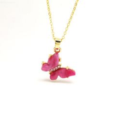 NZ1180 new arrival fashion stainless steel ladies O chain brass with CZ butterfly pendant women necklace