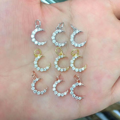CZ8219 Dainty Love HeartJewelry supplies minimal Mini CZ Micro Pave Moon Charm,Small Diamond Cubic Zirconia Crescent Charms