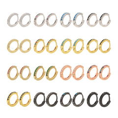 EC1206 Dainty Gold Plated Diamond Micro Pave Rainbow Cubic Zirconia CZ Huggie Hoop Earrings for Women Gift