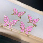 CZ8406 Gold Plated CZ diamond pave colored butterfly enamel charms Pendant
