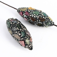PC1670 Fashion Crystal Pave Semiprecious Stone Drum Bijoux Beads,Rhinestone Pave Gemstone Focal Oval Jewellery Beads