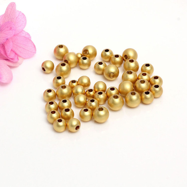 JS1452 Wholesale High Quality Matte Gold Plated Round Ball Beads