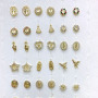 EC1812 Dainty Mini 18k Gold Plated CZ pave diamond Mother Mary Virgen de Guadalupe Saint Benedict studs earrings