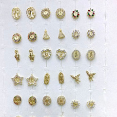 EC1812 Dainty Mini 18k Gold Plated CZ pave diamond Mother Mary Virgen de Guadalupe Saint Benedict studs earrings