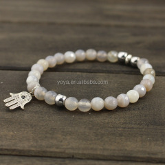 BRP1598 Fashion handmade natural stone beads elastic bracelet,Hamsa hand bracelet