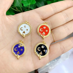 CZ8414 fashion Gold Plated brass metal CZ diamond pave circle triangle moon star multi colored enamel charms Pendant CZ8414 fashion Gold Plated brass metal CZ diamond pave circle triangle moon star multi colored enamel charms Pendant