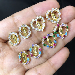 EC1597 Sparkly Bling Crystal Mary Jewelry Earring Collection Zircon CZ Diamond Pave Blessed Mother Mary Studs Earrings