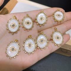 CZ8404 Gold Plated CZ diamond pave evil eyes enamel charms Pendant