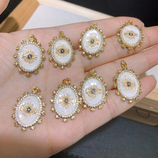 CZ8404 Gold Plated CZ diamond pave evil eyes enamel charms Pendant