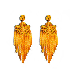 ET1069 New arrival multilayer handmade cotton thread ladies earring bohemian glass bead women tassel earring