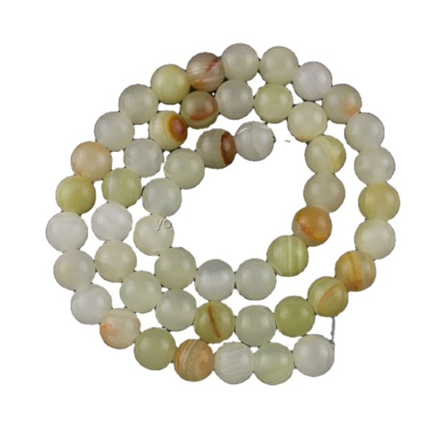 YJ1124 -2 High quality Natural light yellow dyed jade stone bead