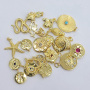 CZ8436 Fashion Dainty 18k gold plated CZ micro pave diamond Shell Starfish Evil Eye Star Tree Signet Disc Round Charm Pendants