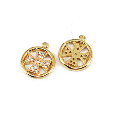 CZ8261 Mini Jewelry Supplies Gold Filled CZ Micro Pave Flower Charms,Tiny Small CZ Diamond North Star Cross Charms Pendants