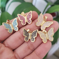 CZ8323 18k Gold Plated CZ Zircon Micro Pave Crystal Rhinestone Butterfly Charm Pendant for Necklace Jewelry Making CZ8323 18k Gold Plated CZ Zircon Micro Pave Crystal Rhinestone Butterfly Charm Pendant for Necklace Jewelry Making