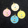 JS1607 2021 Big Large gold plated Enamel Rainbow Multicolor Heart Horseshoe Elephant evil eyes star Assroted Charm Disc pendants
