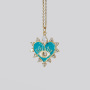 NS1194 Fashion Diamond Pave CZ enamel evil eyes pendant women necklace, Charm stainless steel  chain heart ladies necklace