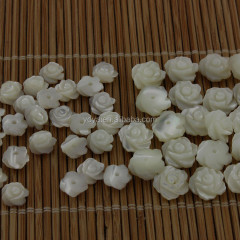 SP4102 Half drilled MOP shell carved rose flower cabochon beads,white mother of pearl flower beads