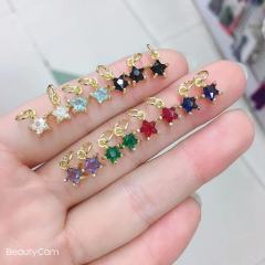 CZ8325 Dainty MIini Rainbow Celestial Jewelry supplies minimal Mini CZ Pave Star Charm,Small Diamond Cubic Zirconia Star Charms