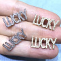 EC1241 Popular Dainty CZ Micro Pave LOVE LUCKY HAPPY Letter Words Stud Earrings for Women Girls