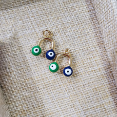JS1535 Fashion Enamel Double Evil Eyes Horseshoe U shapeed Charm pendant findings for necklace jewelry making