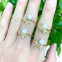 RM1303 Gold Silver Plated Minimalist Micro Pave CZ Insect Butterfly Dragonfly Bee Bird Animal and Pearl Open Rings