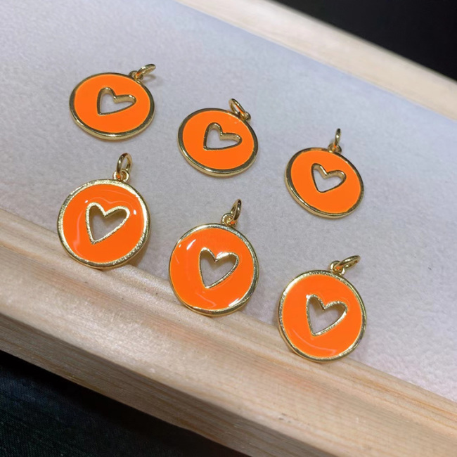 JS1559 Gold Plated brass metal heart enamel charms Pendant