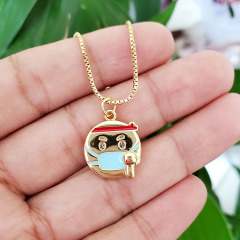 NM1178  Jewelry Tiny Mini  Charm Face  happy sad  Pendant Necklaces Initial jewelry for Women