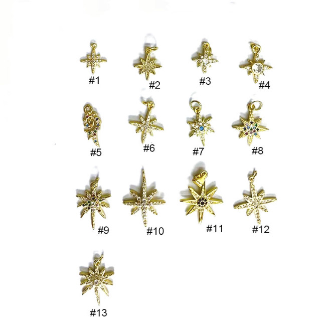 CZ8502 Small Little Tiny Gold CZ Micro Paved North Star Charm Pendants for Bracelet Earring Jewelry making