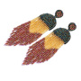 EG1022 High Quality Handmade Chic Large Bohemia Long Tiny Miyuki Seed Beaded Statement Tassel Fringe Earrings for Women