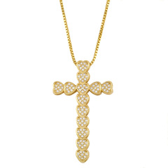 NZ1205 gold plated brass colored CZ micro pave Charm love cross Christian religious Pendant Necklaces jewelry for man Women