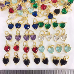 CZ8326 New Dainty Rainbow  Jewelry supplies minimal Mini CZ Pave Heart Charm,Small Diamond Cubic Zirconia Heart Charms