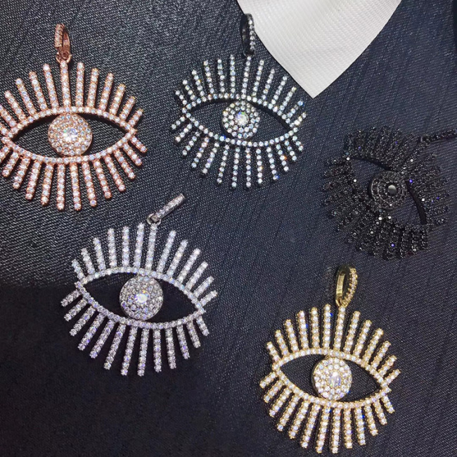 CZ7433 Custom design Cubic Zirconia micro cz pave Evil  Eyes charms ,Fashion jewelry brass Zircon cz Evil Eyes Pendants