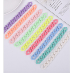 BCL1253 Popular Jewelry Supplies Chunky Rainbow Colorful Acrylic Plastic Flat Curb Cuban Open Link Chains