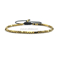 BRS1619 Tiny 2mm pyrite nugget beads macrame bracelets,dainty gold nugget bead bracelet