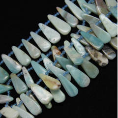 SB6968 Top Drilled Natural crystal quartz gemstone flat pear teardrop pendant beads