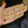 CZ7290 New Small Gold CZ Micro Pave Little Girls and Boys Child Children Kids Charm Pendants for Kid Jewelry Craft Supplies