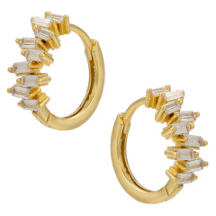 EC1791 2021Gold Plated Small Tiny Minimalist Baguette CZ Huggie Hoop Cartilage Earrings for Women EC1791 2021Gold Plated Small Tiny Minimalist Baguette CZ Huggie Hoop Cartilage Earrings for Women