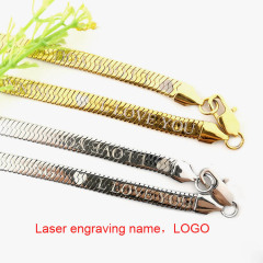 Custom Logo Stainless Steel Jewelry Thick 18K Gold Necklace high Quality Herringbone Chain Necklace