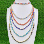 NM1182 Chic 18k Gold Plated Multicolor Rainbow Enamel Evil Eyes Slide Chain Choker Necklaces for Women Ladies