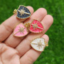 CZ8399 Gold Plated Micro Pave CZ North Star on enamel shield Shape charms Pendant gift for lady