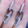 EC1682 2021 Chic Cubic Zirconia CZ Micro Pave Paper Clip Link Chain Dangle Charm Earrings