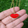 NM1189 18K Gold Plated Colored Enamel Neon Red Pink Lip Pendant Stainless Steel Chain Necklace